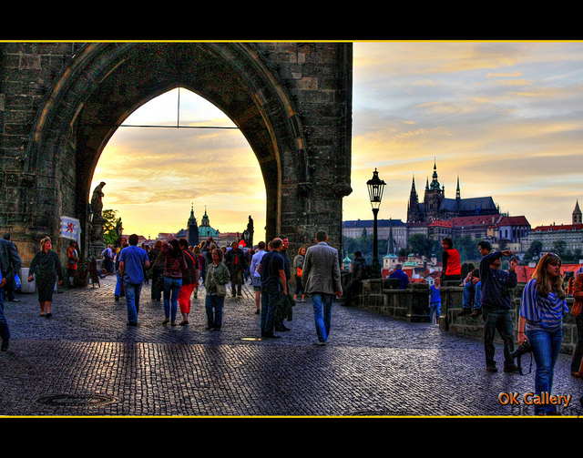 At the old bridge in Prague